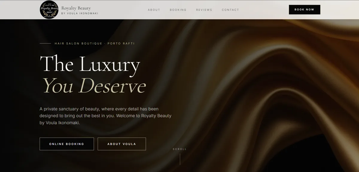 Ιστοσελίδα Royalty Beauty σχεδιασμένη από τη Nexus Media